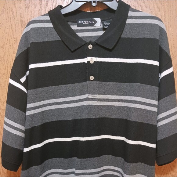 (3)-NYC (Polo Striped Shirts)-(Black/Gray)-(Brown/White)-(Green/Blue)-(4XL)-$40 - Picture 6 of 12